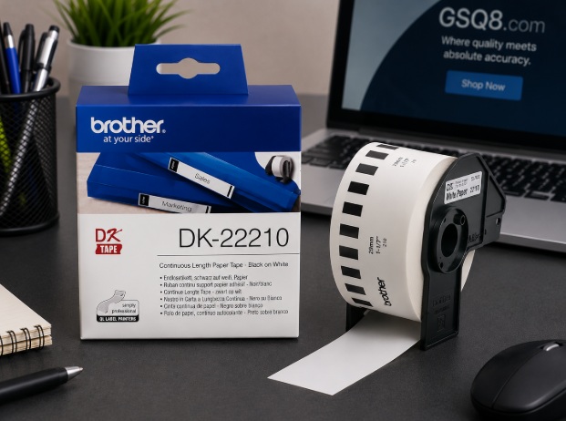 Brother DK-22210 Continuous Roll – Black on White Paper