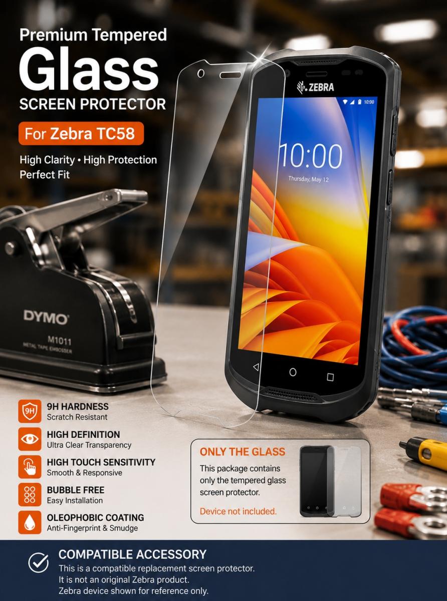 Compatible Premium Tempered Glass Screen Protector for Zebra TC58