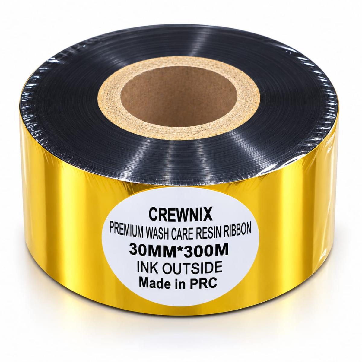 CREWNIX Premium Wash Care Resin Ribbon 30mm × 300m – Ink Outside