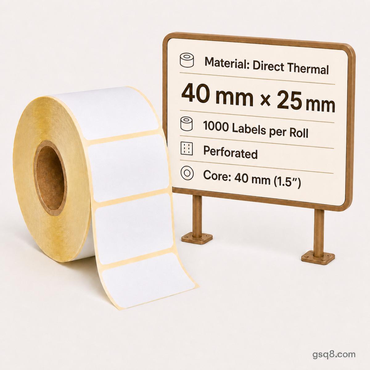 Direct Thermal labels 40mm x 25mm  - Perforated