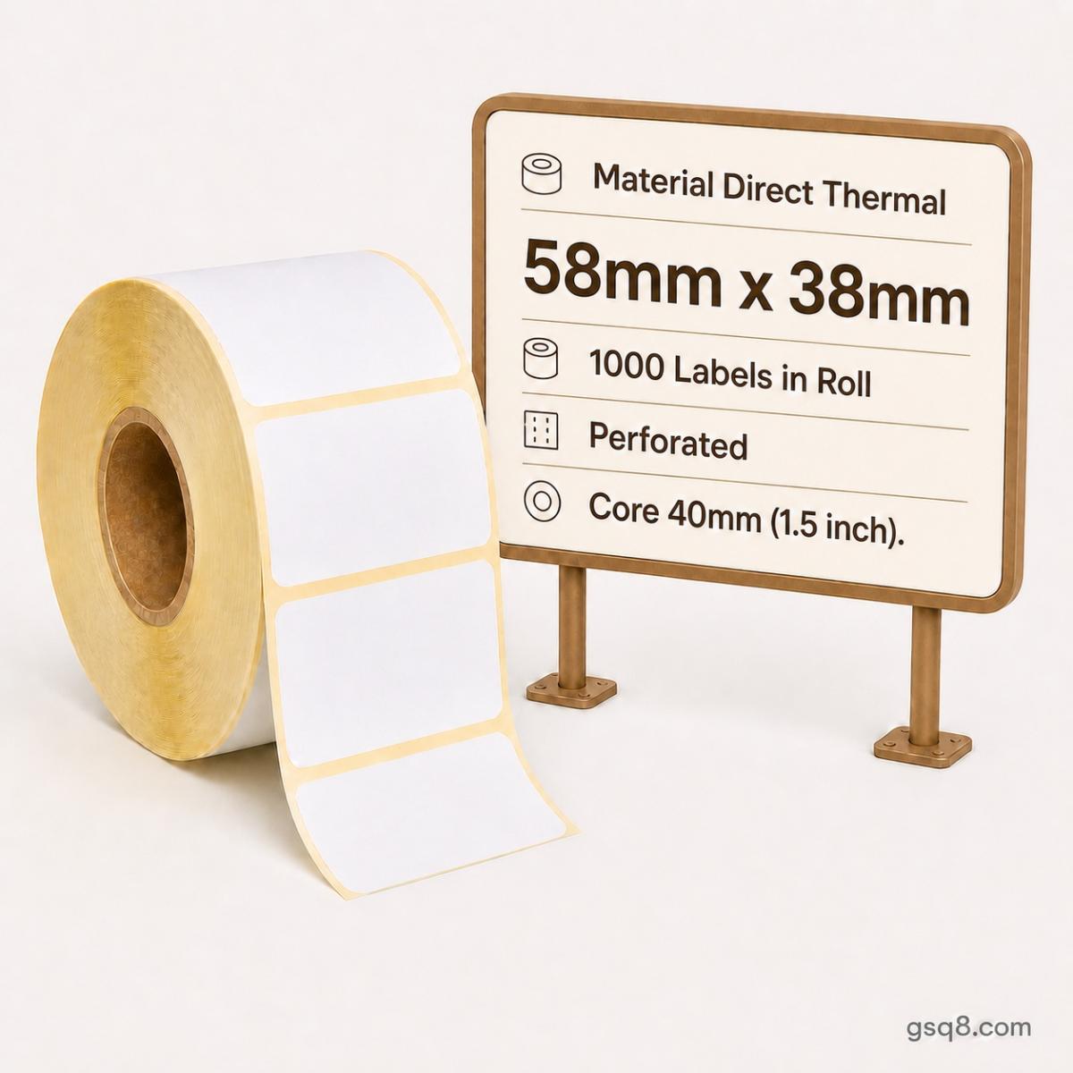 Direct Thermal labels DT 58mm x 38mm  - Perforated