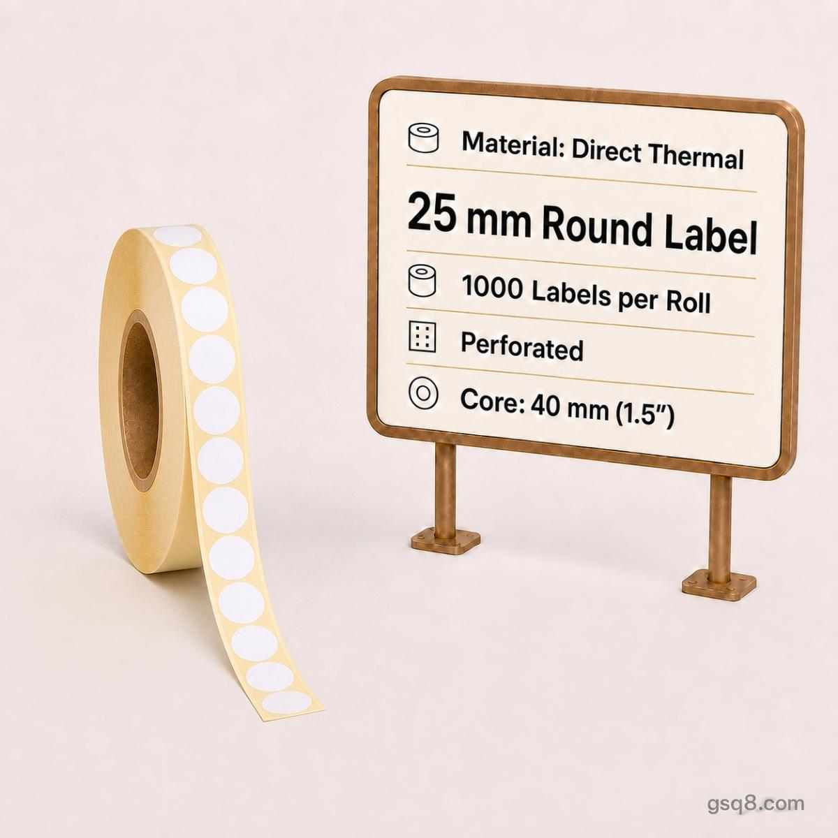 Direct Thermal Roll Circle/Round DT Labels - 25mm