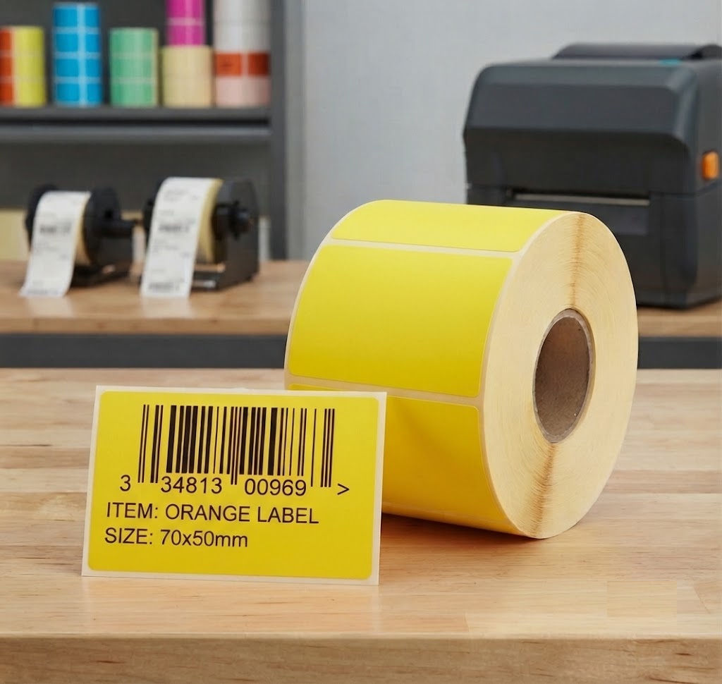 Direct Thermal YELLOW 70mm x 50mm  960/roll C-40