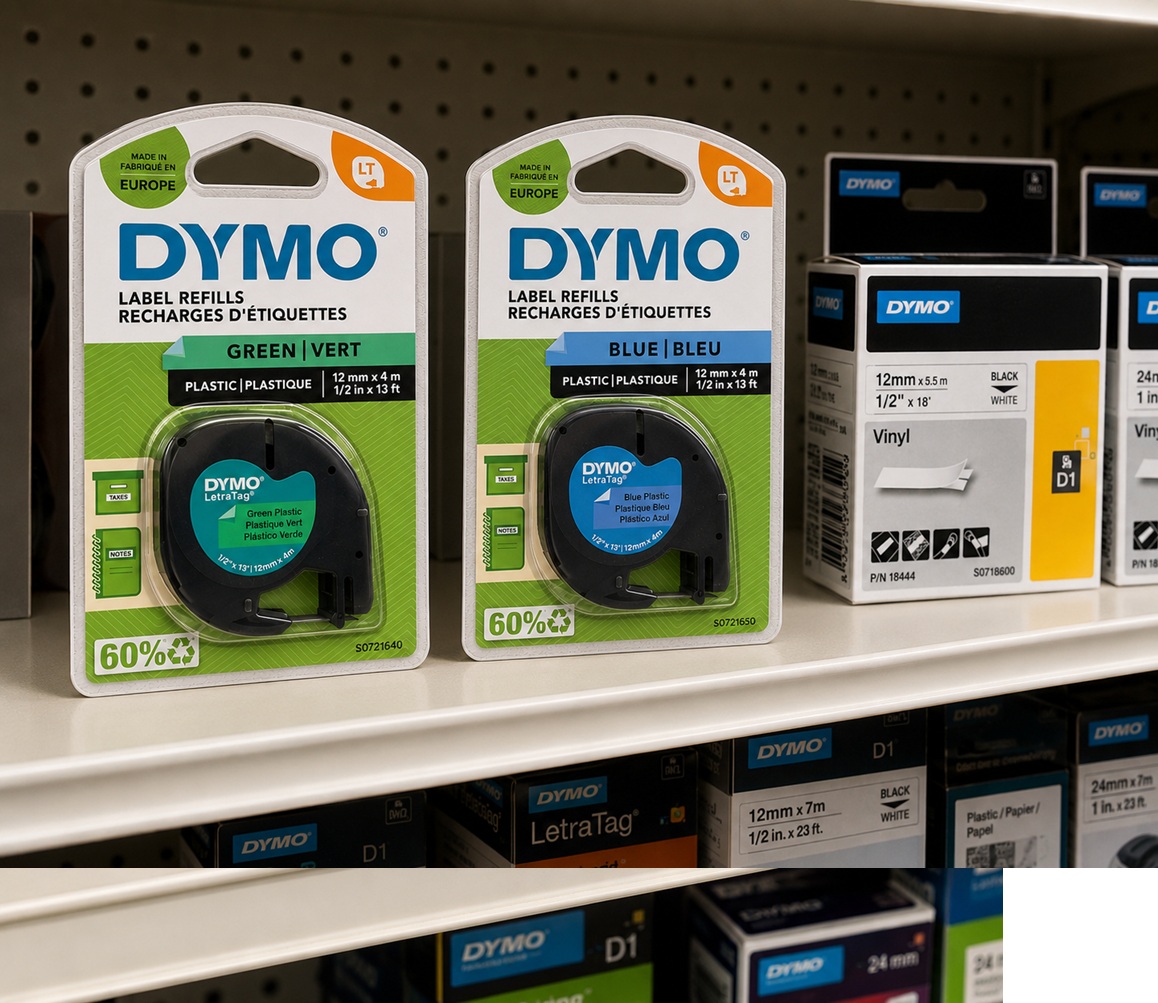 Dymo LT Blue  Plastic Label Refills  12mm x 4m 1/2in x 13 ft