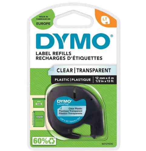 DYMO LT Transparent Label Refills 12mm x 4m 1/2in x 13 ft