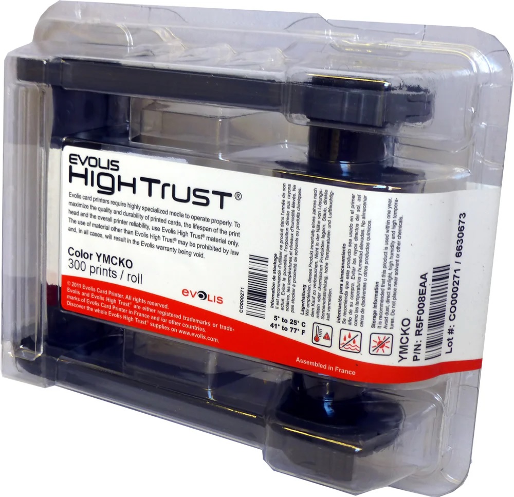 Evolis High Trust Ribbon Color YMCKO 300 prints/roll R5F008EAA
