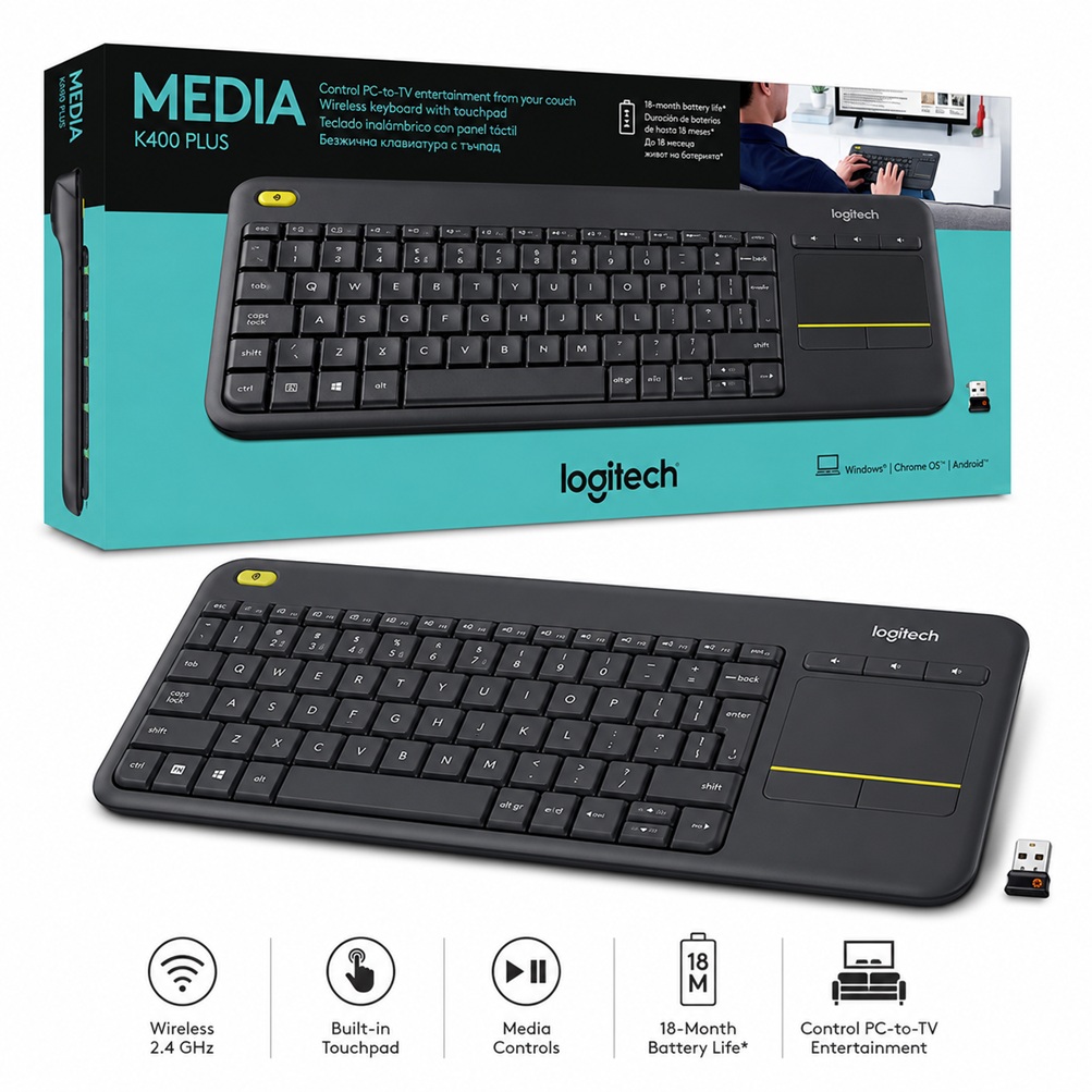 Logitech Wireless Keyboard K400 Plus With Touchpad Combo – Arb/Eng