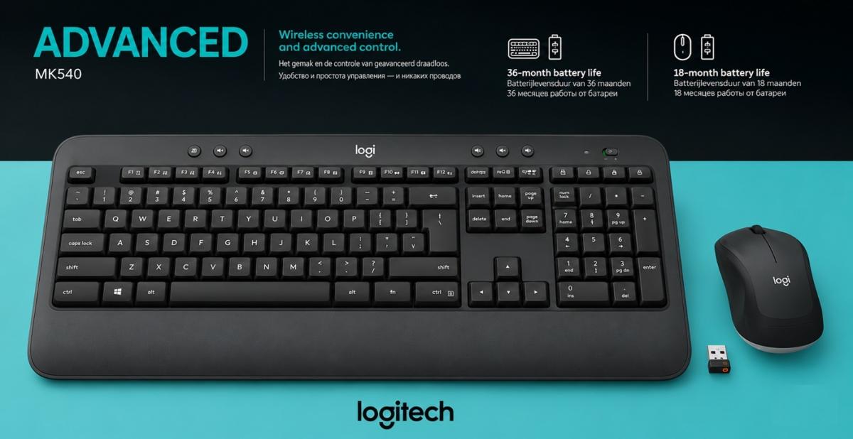 Logitech MK540 Advanced Wireless Keyboard Mouse Combo - Eng/Arb