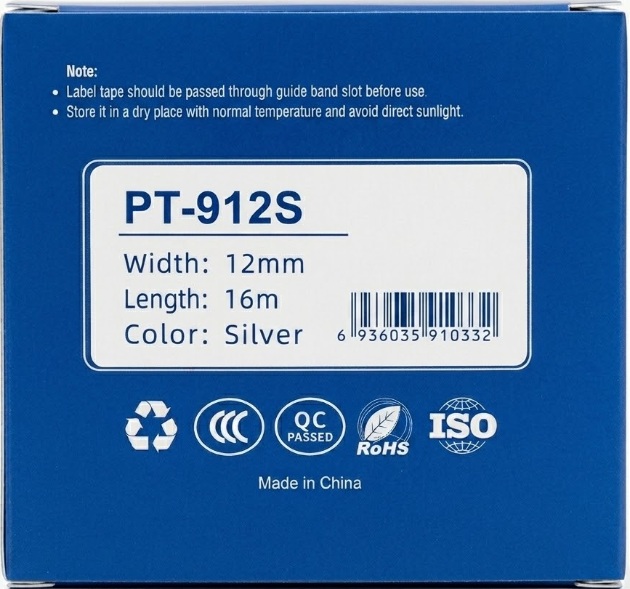 PT-912S Tape Cassette Silver 12mm x 16m