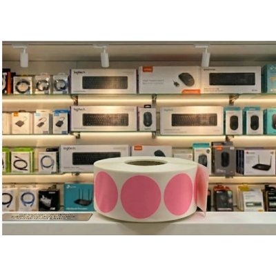 25mm Pink DT Labels Round 1000/roll C-40