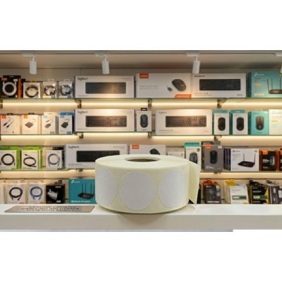 DT Labels Round White 25mm 1000/roll Core 40mm