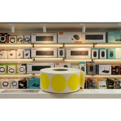 25mm Yellow DT Labels Round 1000/roll C-40