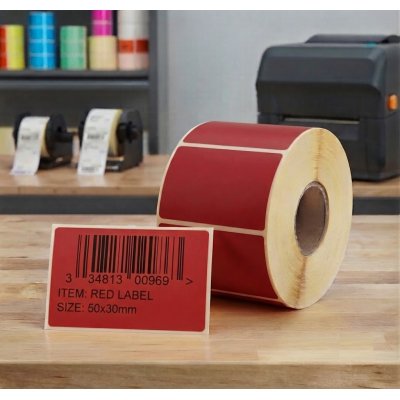 50mm x 30mm Red Direct Thermal Labels