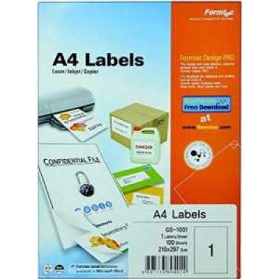Formtec GS-1001 A4 Multipurpose Labels (210mm x 297mm)