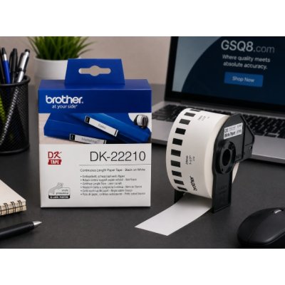 Brother DK-22210 Continuous Roll – Black on White Paper