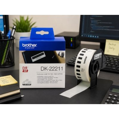 Brother DK-22211 Continuous Roll – Black on White Film