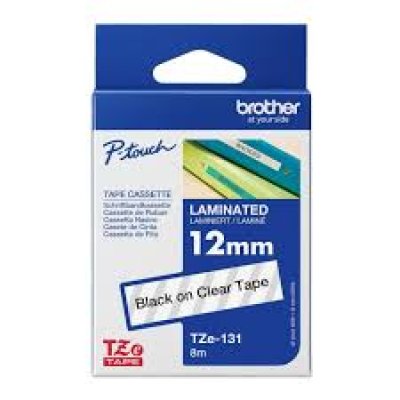 Brother TZe-131 Laminated Label Tape | 12mm Black on Clear