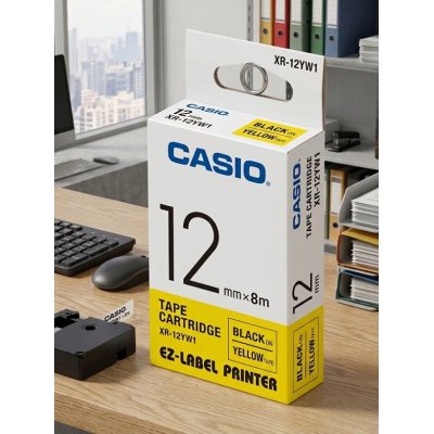 Casio Tape Cartridge Black Ink YELLOW 18mm XR18YW1