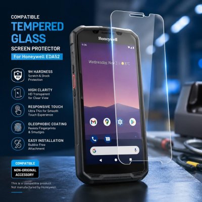 Compatible Tempered Glass Screen Protector for Honeywell EDA52 Mobile Computer