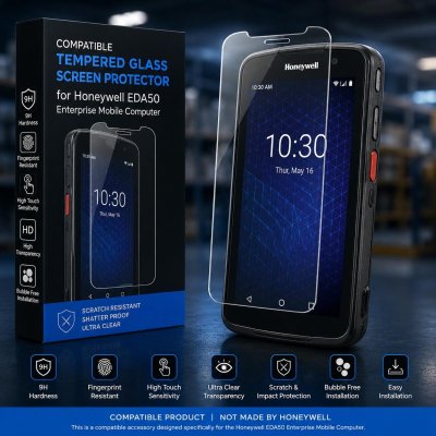 Compatible Tempered Glass Screen Protector for Honeywell EDA50 Mobile Computer