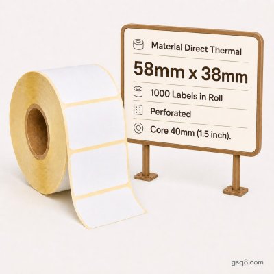 Direct Thermal labels 58mm x 38mm - Gold Star Kuwait