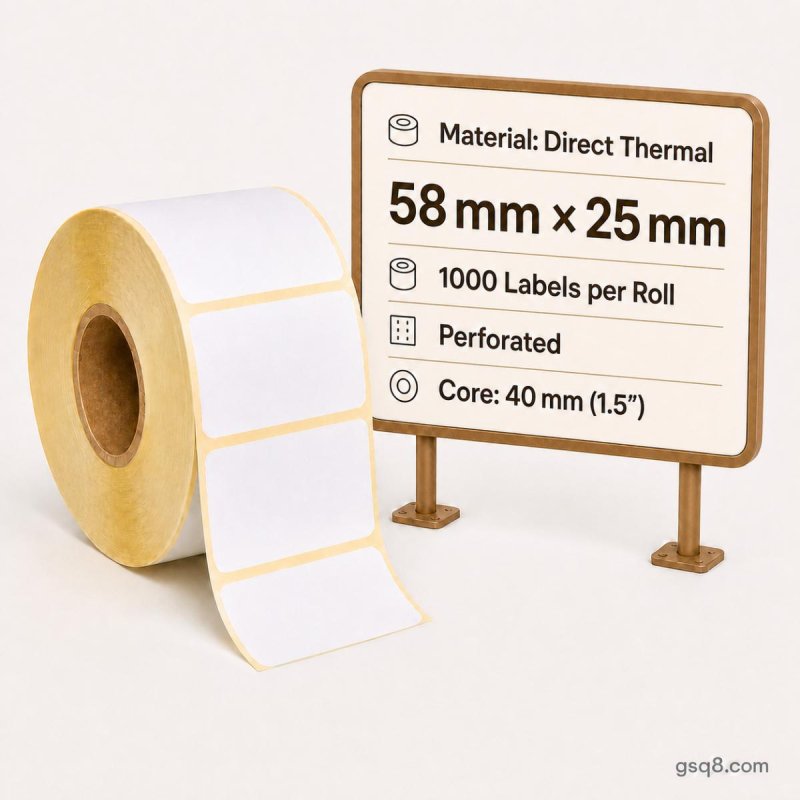 Direct Thermal labels 58mm x 25mm - Gold Star Computer Kuwait