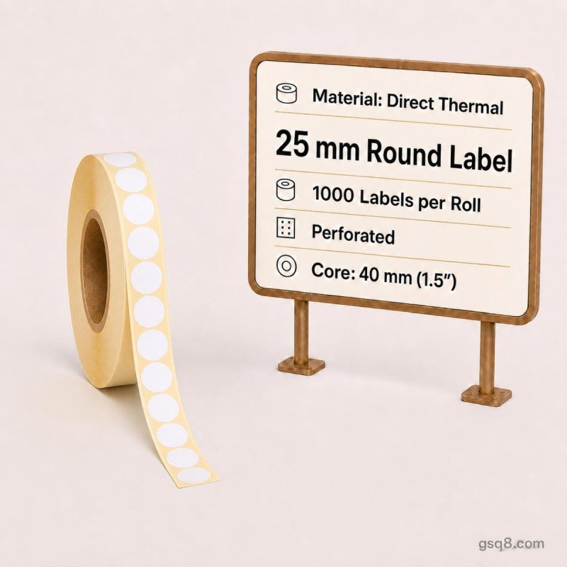 Direct Thermal labels 25mm round - Gold Star Computer Kuwait