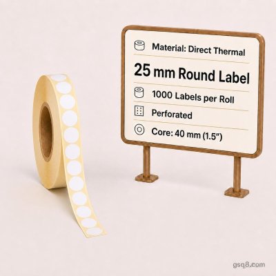Direct Thermal labels 25mm round - Gold Star Kuwait