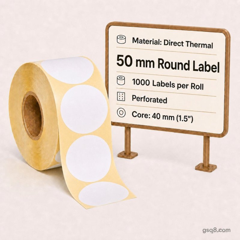 Direct Thermal labels 50mm round - Gold Star Computer Kuwait