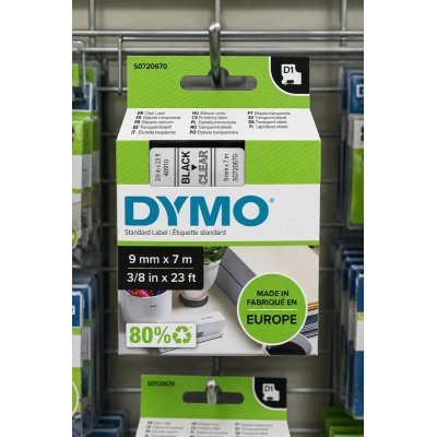 Dymo D1 Standard Label 9mm x 7m Black to CLEAR S0720670 - dymo | Gold Star Kuwait - Gold Star Computer Kuwait
