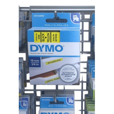 DYMO D1 Standard Label Tape – Black on Yellow – 19mm x 7m