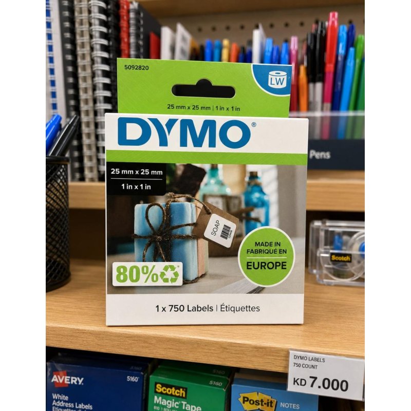 Dymo LW Labels 24mm x 25mm 750 1in x 1 in 750 labels - Dymo | Gold Star Kuwait - Gold Star Computer Kuwait