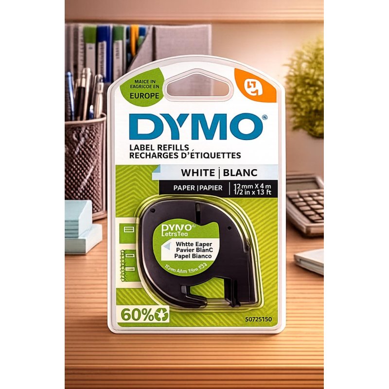 DYMO LT White Paper Label Refills 12mm x 4m 1/2in x 13 ft - DYMO | Gold Star Kuwait - Gold Star Computer Kuwait