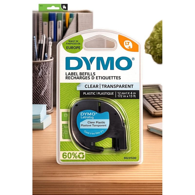 DYMO LT Transparent Label Refills 12mm x 4m 1/2in x 13 ft - DYMO | Gold Star Kuwait - Gold Star Computer Kuwait