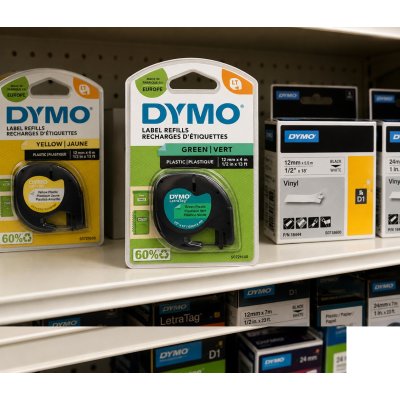 DYMO LT Green Plastic Label Refills 12mm x 4m 1/2in x 13 ft