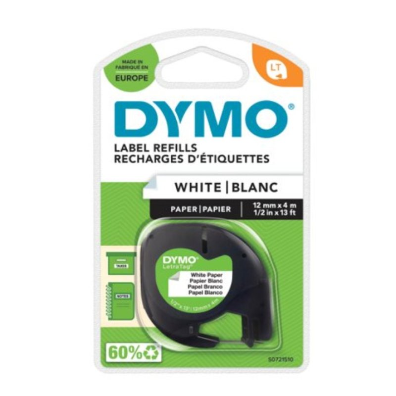 DYMO LT White Paper Label Refills 12mm x 4m 1/2in x 13 ft - DYMO | Gold Star Kuwait - Gold Star Computer Kuwait