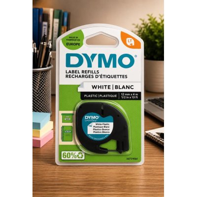 DYMO LT White Plastic Label Refills 12mm x 4m 1/2in x 13 ft