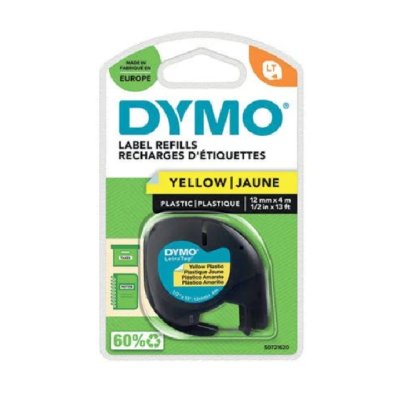 DYMO LT Yellow Plastic Labels Refills 12mm x 4m 1/2in x 13 ft
