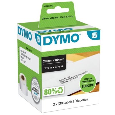 Dymo LW Labels 28mm x 89mm 1 1/8 in x 3 1/3 in 2rolls x 130 labels - dymo | Gold Star Kuwait - Gold Star Kuwait