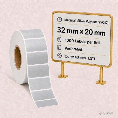 Ekonomiya Silver PET Labels 32mm x 20mm 1000/roll