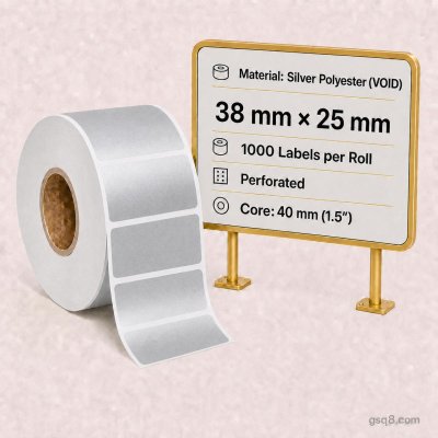 Ekonomiya Silver PET Labels 38mm x 25mm 1000/roll
