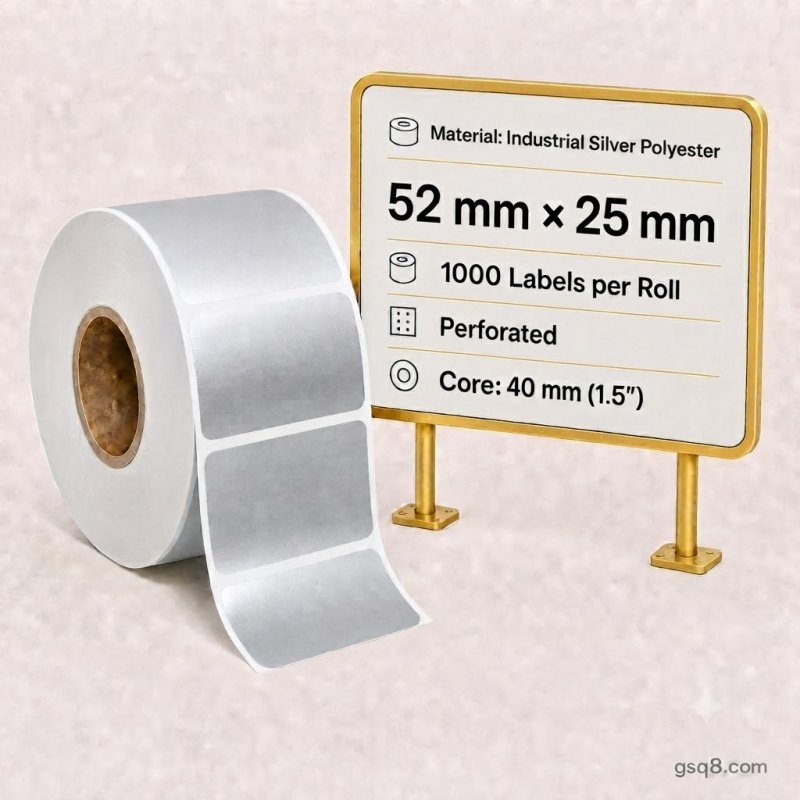 Ekonomiya  52mm x 25mm Strong Glue Heat Resistant Silver PET Labels | Gold Star Kuwait - Gold Star Computer Kuwait