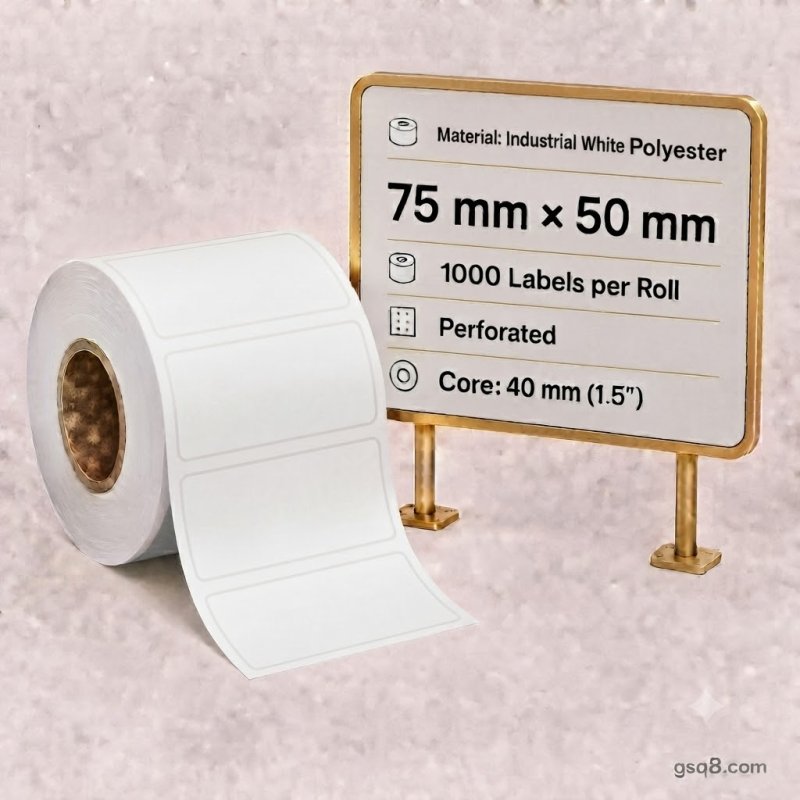 Ekonomiya  75mm x 50mm Strong Glue Heat Resistant Silver PET Labels | Gold Star Kuwait - Gold Star Computer Kuwait