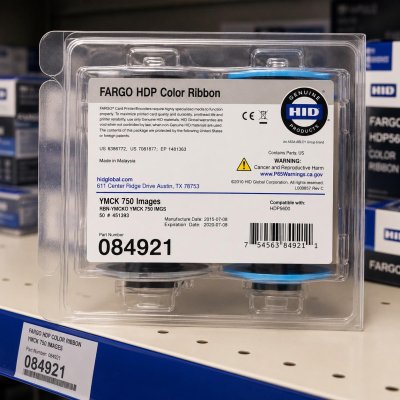 HID FARGO 084921 YMCK Full Color with Black Resin Ribbon – 750 Prints