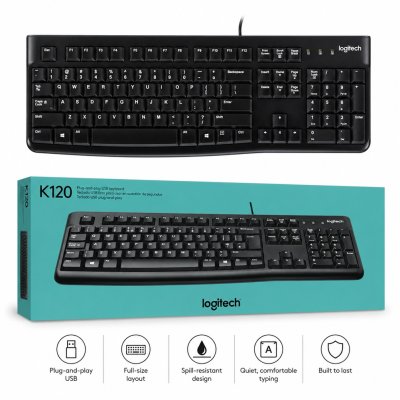 Logitech K120 Desktop USB Wired Keyboard – English Arabic
