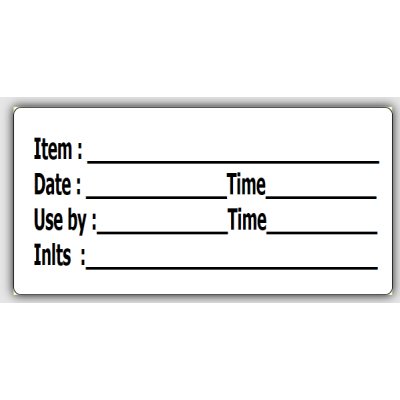 Printed Kitchen Preparation Labels (50mm x 25mm, Removable Glue)