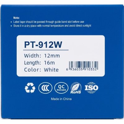 PT-912W Tape Cassette White, 12mm x 16m