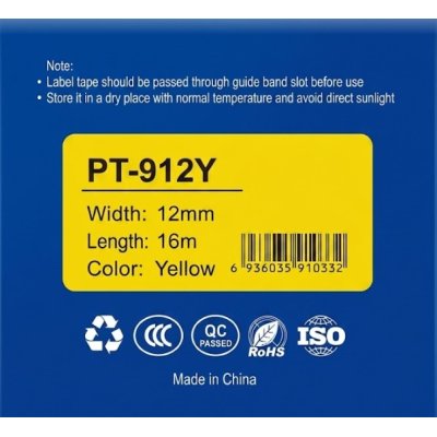 PT-912Y Tape Cassette Yellow, 12mm x 16m