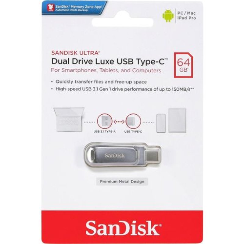 SanDisk Ultra Dual Drive Luxe-USB Type C 64GB | Gold Star Kuwait - Gold Star Computer Kuwait
