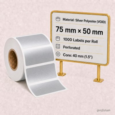 Silver PET Labels - 75mm x 50mm Matte